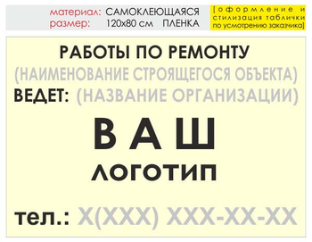 Информационный щит "работы по ремонту" (пленка, 120х90 см) t06 - Охрана труда на строительных площадках - Информационные щиты - Магазин охраны труда ИЗО Стиль